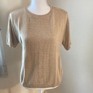 Alfred Dunner Short Sleeve Beige Sweater